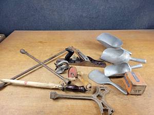 lot 2251 image: Aluminum Scoops, Stanley Planer, IH Wrench and More