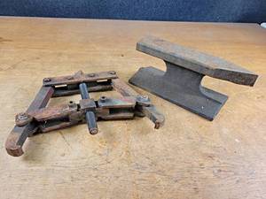 lot 2295 image: Large Puller and Rail Anvil - Anvil is about 12 Long
