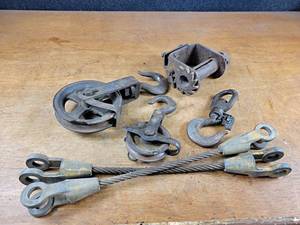 lot 2299 image: Lot of Hook Pulleys, Cables and More