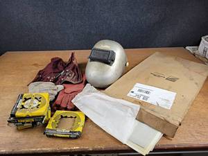 lot 2316 image: Piano Wire, Welding HelmetGloves, Sandblast Cabinet Replacement Shields - NO SHIPPING
