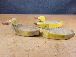 lot 2344 image: (3) Vintage Carved Ducks - About 12 Long Each