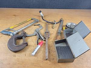lot 2376 image: Lot of Clamps, Tap Handle, Drill Index Containers and More