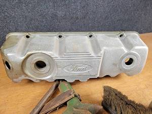 lot 2401 image: Lot of Misc. - Ford Aluminum Valve Cover, Tools, Parts and More - NO SHIPPING