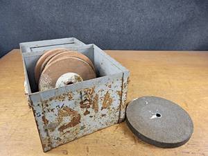 lot 2413 image: Assorted 9 & 10 Grinding Wheels in Steel Storage Case - NO SHIPPING