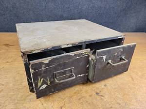 lot 2415 image: Parts Cabinet - 2 Drawer w Contents - About 18 x 15 x 8 - NO SHIPPING