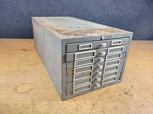 lot 2416 image: 7- Drawer Parts Cabinet - Overall about 24 x 11.5 x 9 - NO SHIPPING