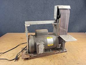 lot 2418 image: Homemade 4 Belt Sander w BALDOR 1HP 1PH Electric Motor - Tested and Runs - NO SHIPPING