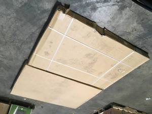 Lot of 2 Adjustable Height Overhead Ceiling Mount Garage Rack in White (42 in. H x 96 in. W x 48 in. D) by Husky Customer Returns See Terms on Auction