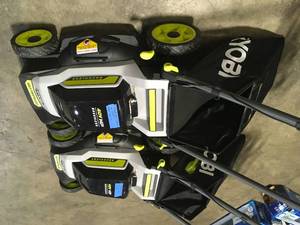 Lot of 2 Ryobi Lawn Mowers One Battery and ONe Charger Included  Customer Returns See Terms on Auction
