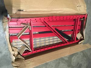 3-Tier Heavy Duty Industrial Welded Steel Garage Storage Shelving Unit in Red (65 in. W x 54 in. H x 24 in. D) by Husky Damaged Customer Returns See Terms on Auction