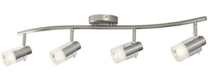 lot 4 image: HAMPTON BAY 4-Light Brushed Steel Wave Bar Track Lighting Fixture with Cylinder Glass Shades