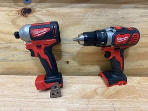 lot 12 image: MILWAUKEE M18 18-Volt Lithium-Ion Brushless Cordless 14 in. Impact Driver with M18 18-Volt Lithium-Ion Cordless 12 in. Drill Driver (Tools-Only)