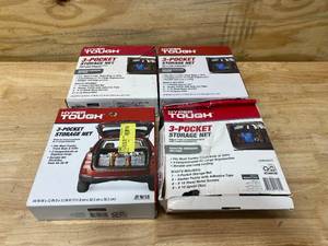 lot 89 image: HYPER TOUGH Lot of 4- Automotive Organizer 3 Pocket Storage Net in Black