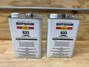 lot 91 image: RUST-OLEUM Lot of 2- Paint Thinner Can, Solvent, 1 gal Container, EquipmentSurfaces, ExteriorInterior