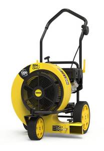 lot 38 image: CHAMPION POWER EQUIPMENT 160 MPH 1300 CFM 224 cc Walk-Behind Gas Leaf Blower with Swivel Front Wheel and 90-Degree Flow Diverter (Retails for $499)