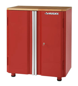 lot 39 image: HUSKY Ready-to-Assemble 23-gauge steel 2-Door Garage Base Cabinet in Red (28 in. W x 32 in. H x 18 in. D)