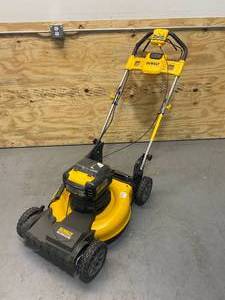 lot 55 image: DEWALT 20V MAX 21.5 in. Battery Powered Walk Behind Self Propelled Lawn Mower (non-working)- Tool Only