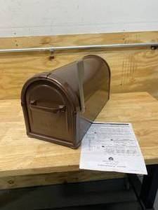 lot 57 image: ARCHITECTURAL MAILBOXES Hillsborough Copper, Large, Steel, Post Mount Mailbox with Silver Flag