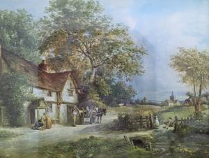 lot 8 image: Gold Framed Vintage Scenic Print