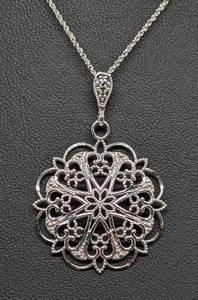 lot 52 image: 14k White Gold Pendant and Chain