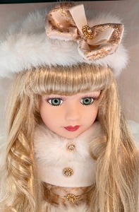 lot 90 image: 1999 Camellia of the Garden Collection Doll in a Wooden and Glass Display Case