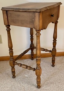lot 98 image: Vintage Accent Table with Drop Down Front Door