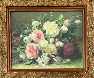 lot 104 image: Vintage Framed Floral Art