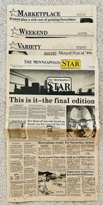 lot 100 image: Vintage Last Edition of the Minneapolis Star Newspaper and Metrodome Souvenir Section