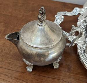 lot 180 image: Vintage Silver Plated Tea Set and Flatware