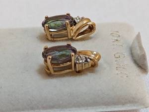 lot 36 image: 10k Gold Mystic Topaz Earrings
