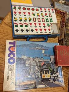 lot 234 image: Vintage Puzzles and Mahjong Set