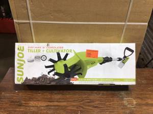 lot 35 image: Sun Joe 4.25 in. 24-Volt Cordless Electric Garden TillerCultivator Kit- Customer Returns -Review all pictures