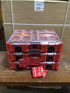 lot 44 image: Milwaukee PACKOUT 11-Compartment Small Parts Organizer (3-Pack)- Review all pictures - Customer Returns