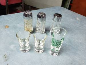 lot 110 image: Salt and Pepper Shakers, Shot Glasses