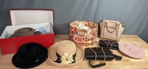 lot 128 image: Assortment of Fashionable & Trendy Hats and Bags Anne Klein, Ruth Alan Designs, Kangol, Street Smart and More W
