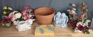 lot 143 image: Floral and Home Decor Plant Pots, Vases, Artificial Flower Arrangements and More  W