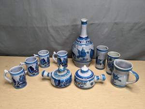 lot 157 image: 12 pc Collection of Handmade Ceramic Mugs, Cups, Vase, Small Pitcher, & More from Mexico Y