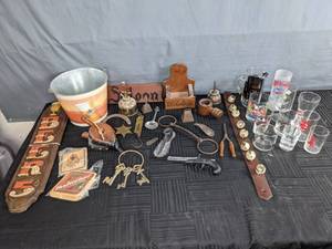 lot 185 image: Unique Vintage Assortment of Glasses, Decor, and Utensils  Y