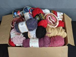 lot 283 image: Wonderful Array of Yarn Skeins & More Herrschners Pastry Puff, Premier Just Yarn, Wool-Ease, & More Z