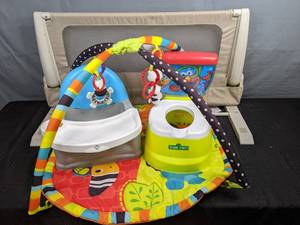 lot 288 image: Kids Toys & More Safety 1st Feeding chair, Sesame Street Potty, Bright Starts Activity Mat, & Safety 1st Bed Rail Z