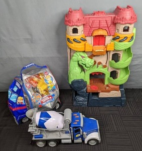 lot 277 image: Kids Toys Tonka Blocks, Cement Truck Toy, & Fisher-Price Tower Z