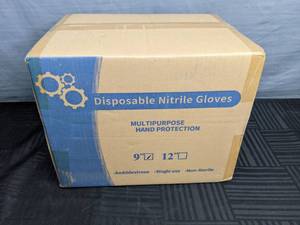 lot 333 image: One Box of Disposable Nitrile Gloves Size Large 9 New P