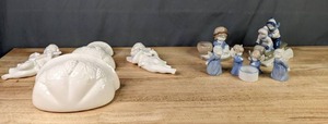 lot 216 image: Angel Figurines Decorative Glass Pitcher Sledding Figurine Girl with a Bowl Figurine  Y