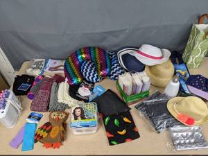 lot 241 image: Neck Pillows Hats Hair Curlers Medical Terminology Flash Cards Socks Boot Cuffs  Z