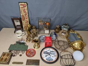 lot 227 image: An Assortment of Home Decoration Items Clock, Angel, Candles, Etc.  Y