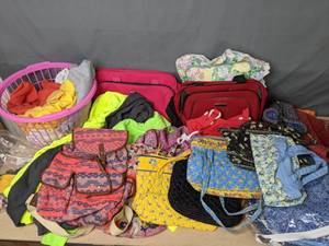lot 228 image: An Assortment of Sweatshirts Handbags and Placemats  Y