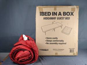 lot 303 image: iBed in a Box Hideaway Guest Bed and Red Sleeping Bag Z