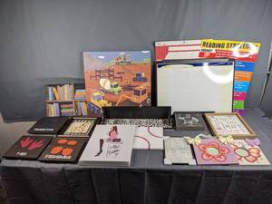 lot 265 image: Lot of Mostly Kids Wall Art Dinosaurs, Trucks, Books, Flowers, Butterflies, Baseball and Coffee (for the Adults), and More  Z