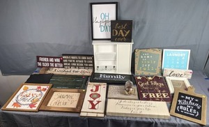 lot 266 image: Large Lot of Wall Art Hanging Quotation Signs, Inspirational, Funny, Seasonal, Religious and More  Z