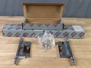 lot 91 image: Beautiful, Decorative, Polished Chrome Hinges, in Original Boxes  B